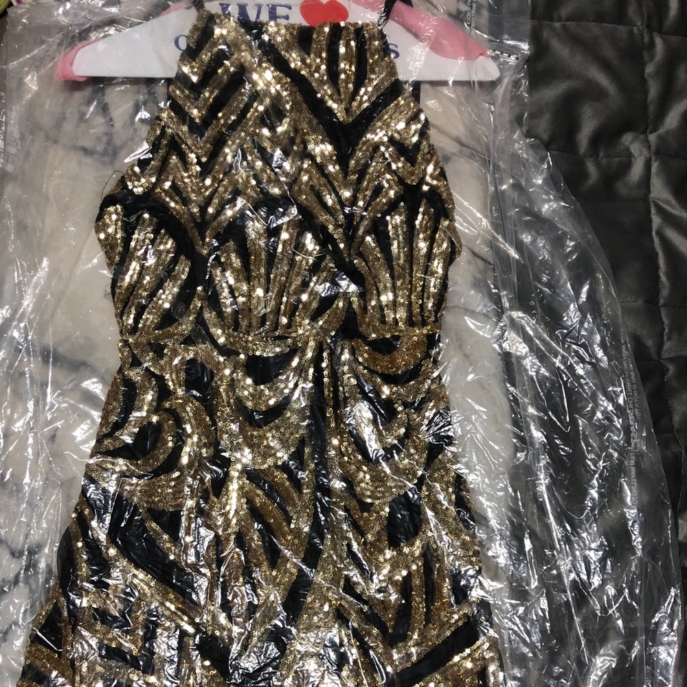 Gold sequin dress